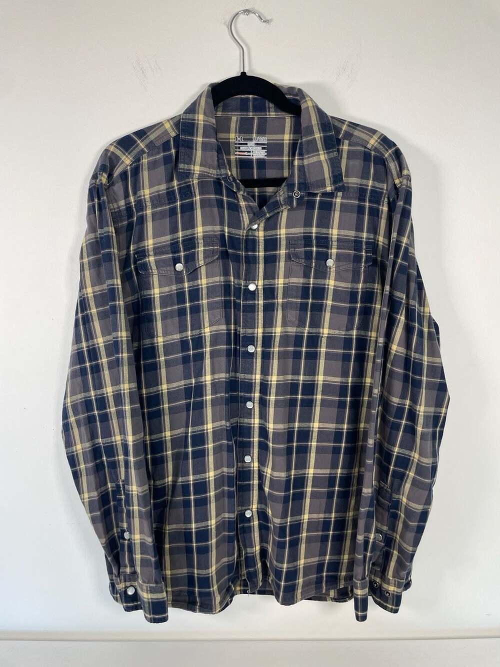 Under Armour Allseasongear Plaid Pearl Snap Western Shirt Mens XL